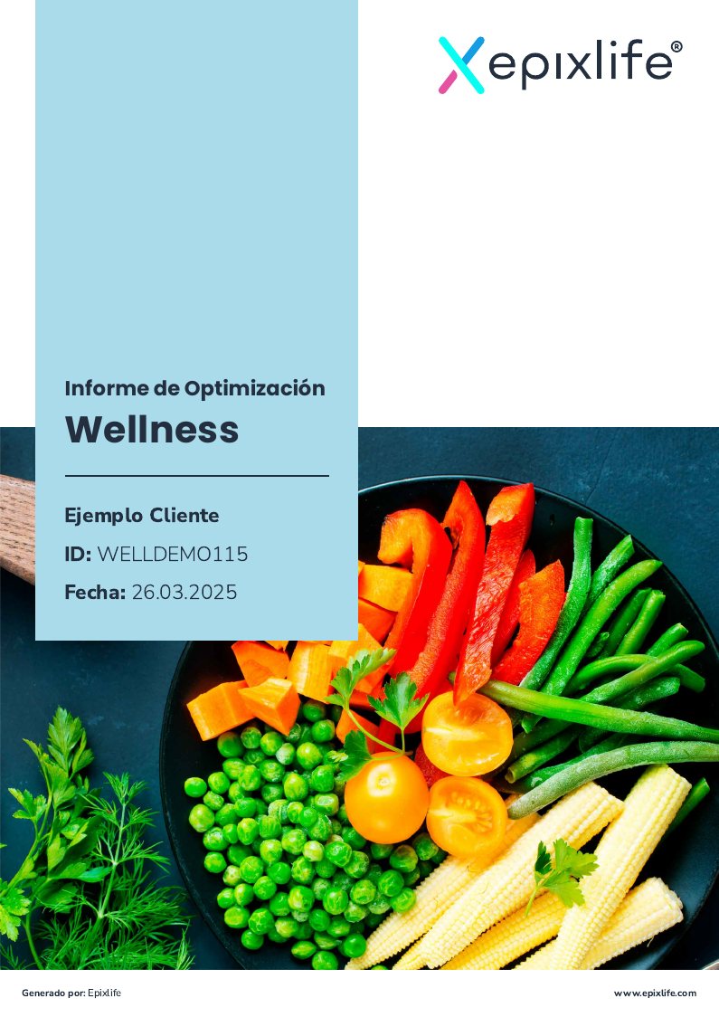 Portada del informe demostrativo Wellness de Epixlife